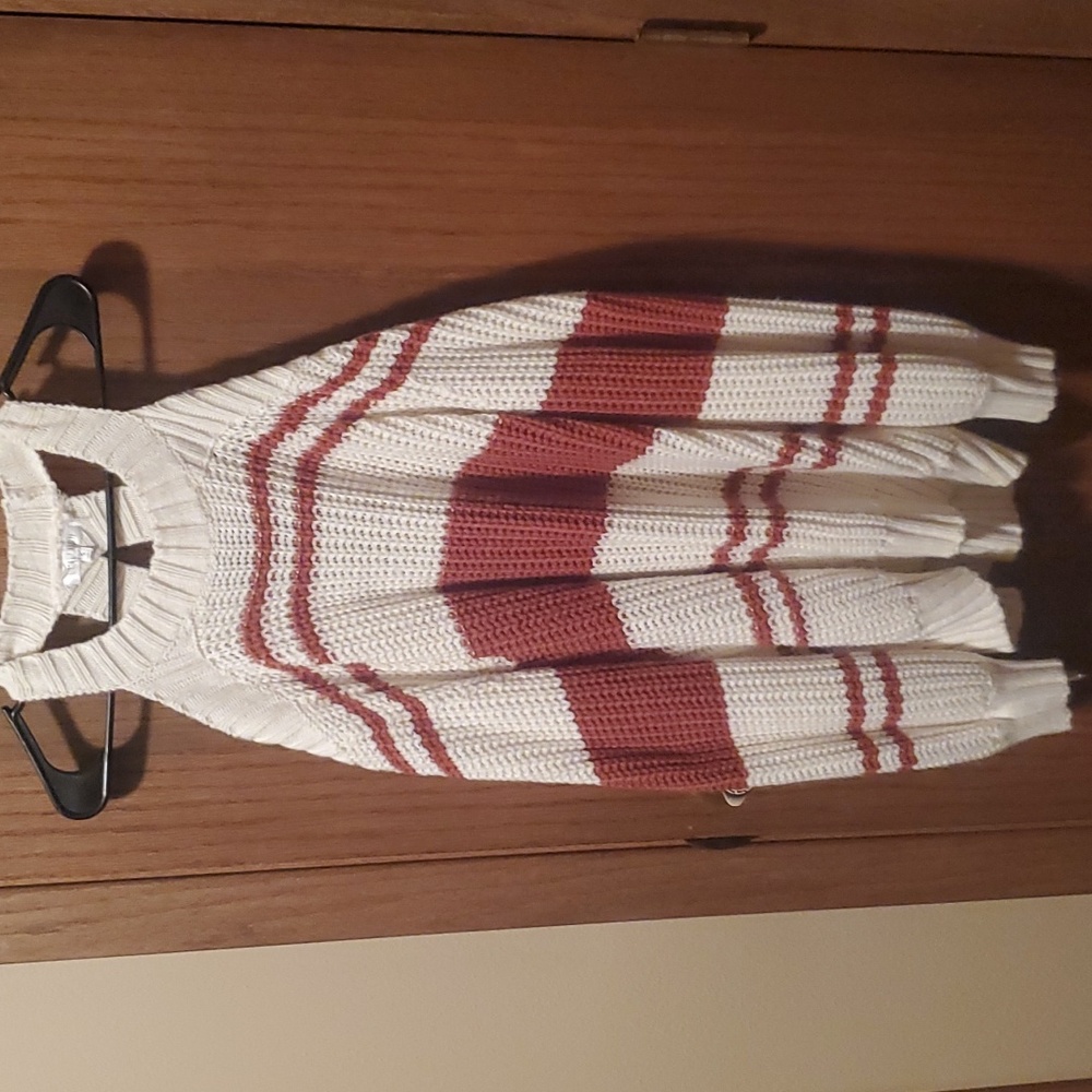 Size S Limelush Boutique White and Burnt Orange Striped Oversized Sweater
